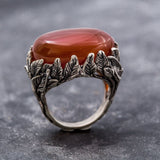 Carnelian Ring, Red Agate Ring, Statement Ring, Leaf Ring, Vine Ring, Artistic Silver Ring, Large Silver Ring, Unique Ring, Red Carnelian