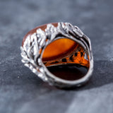 Carnelian Ring, Red Agate Ring, Statement Ring, Leaf Ring, Vine Ring, Artistic Silver Ring, Large Silver Ring, Unique Ring, Red Carnelian