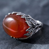 Carnelian Ring, Red Agate Ring, Statement Ring, Leaf Ring, Vine Ring, Artistic Silver Ring, Large Silver Ring, Unique Ring, Red Carnelian