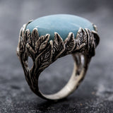 Statement Ring, Aquamarine Ring, Natural Aquamarine, Leaf Ring, Large Aquamarine, March Birthstone Ring, Unique Artistic Ring, Aquamarine