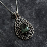 Green Diamond Pendant, Created Diamond, Green Stone Pendant, Large Pendant, Statement Pendant, Artisan Necklace, Solid Silver Pendant,Silver