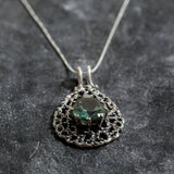 Green Diamond Pendant, Created Diamond, Green Stone Pendant, Large Pendant, Statement Pendant, Artisan Necklace, Solid Silver Pendant,Silver