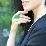 Green Agate Ring, Natural Green Agate, Large Green Ring, Big Oval Ring, Vintage Ring, Large Heavy Ring, Taurus Birthstone, Solid Silver Ring