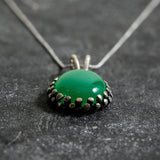 Chrysoprase Pendant, Natural Chrysoprase, Large Oval Pendant, Green Pendant, Vintage Pendant, Chrysoprase Necklace, Solid Silver Pendant