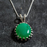 Chrysoprase Pendant, Natural Chrysoprase, Large Oval Pendant, Green Pendant, Vintage Pendant, Chrysoprase Necklace, Solid Silver Pendant