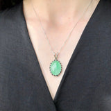 Chrysoprase Pendant, Natural Chrysoprase, Large Oval Pendant, Green Pendant, Vintage Pendant, Chrysoprase Necklace, Solid Silver Pendant