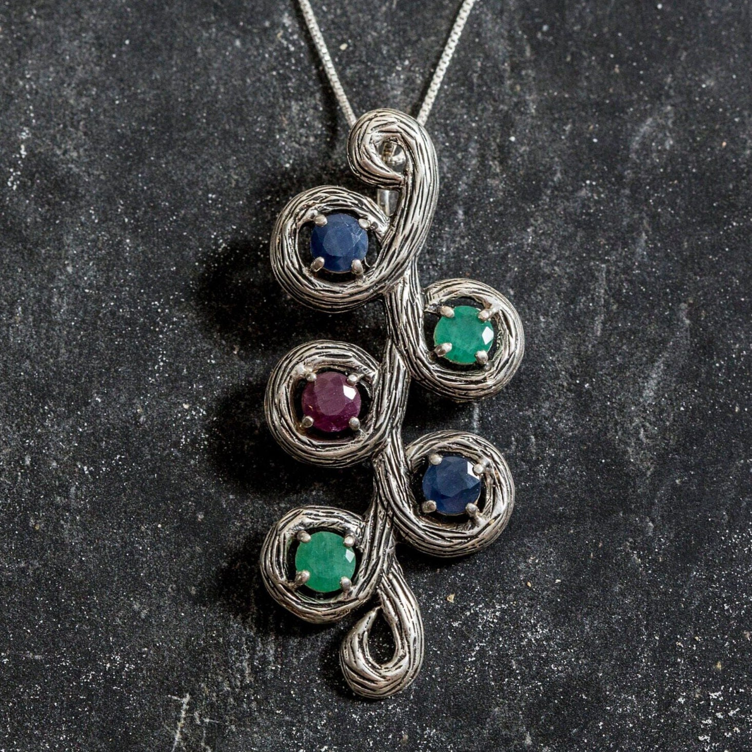 Natural Sapphire Pendant made in 925 Sterling Silver with Round Natural Blue Sapphire in Cluster setting, September Birthstone gift idea, symbolizes sincerity, truth, and faithfulness, ideal for everyday wear and perfect for birthday gifting and special occasions.