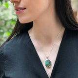 Chrysoprase Pendant, Natural Chrysoprase, Green Oval Pendant, Bohemian Pendant, Statement Pendant, Metrix Chrysoprase, Solid Silver Pendant