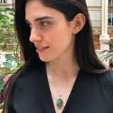Chrysoprase Pendant, Natural Chrysoprase, Green Oval Pendant, Bohemian Pendant, Statement Pendant, Metrix Chrysoprase, Solid Silver Pendant