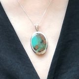 Chrysoprase Pendant, Natural Chrysoprase, Green Oval Pendant, Bohemian Pendant, Statement Pendant, Metrix Chrysoprase, Solid Silver Pendant
