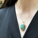 Chrysoprase Pendant, Natural Chrysoprase, Green Oval Pendant, Bohemian Pendant, Statement Pendant, Metrix Chrysoprase, Solid Silver Pendant