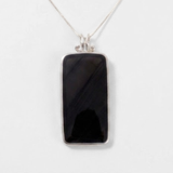 Real Obsidian Pendant - Black Statement Necklace - Vintage Lava Necklace