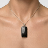 Real Obsidian Pendant - Black Statement Necklace - Vintage Lava Necklace