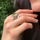 Lemon Quartz Ring, Natural Lemon Quartz, Statement Ring, Yellow Diamond Ring, Vintage Ring, Antique Ring, Solid Silver Ring, Lemon Quartz
