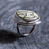 Mosaic Ring, Cameo Ring, Lady Ring, Mother of Pearl, Victorian Ring, Vintage Ring, Roman Ring, Carved Ring, Silver Rings, Solid Silver