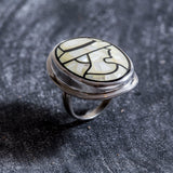 Mosaic Ring, Cameo Ring, Lady Ring, Mother of Pearl, Victorian Ring, Vintage Ring, Roman Ring, Carved Ring, Silver Rings, Solid Silver