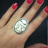 Mosaic Ring, Cameo Ring, Lady Ring, Mother of Pearl, Victorian Ring, Vintage Ring, Roman Ring, Carved Ring, Silver Rings, Solid Silver