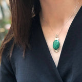 Malachite Pendant - Large Green Necklace - Vintage Statement Necklace