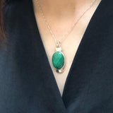 Malachite Pendant - Large Green Necklace - Vintage Statement Necklace