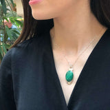 Malachite Pendant - Large Green Necklace - Vintage Statement Necklace