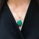 Malachite Pendant - Large Green Necklace - Vintage Statement Necklace