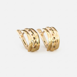 Thick Half Hoop Earrings - Artistic Gold Studs, Vintage Earrings