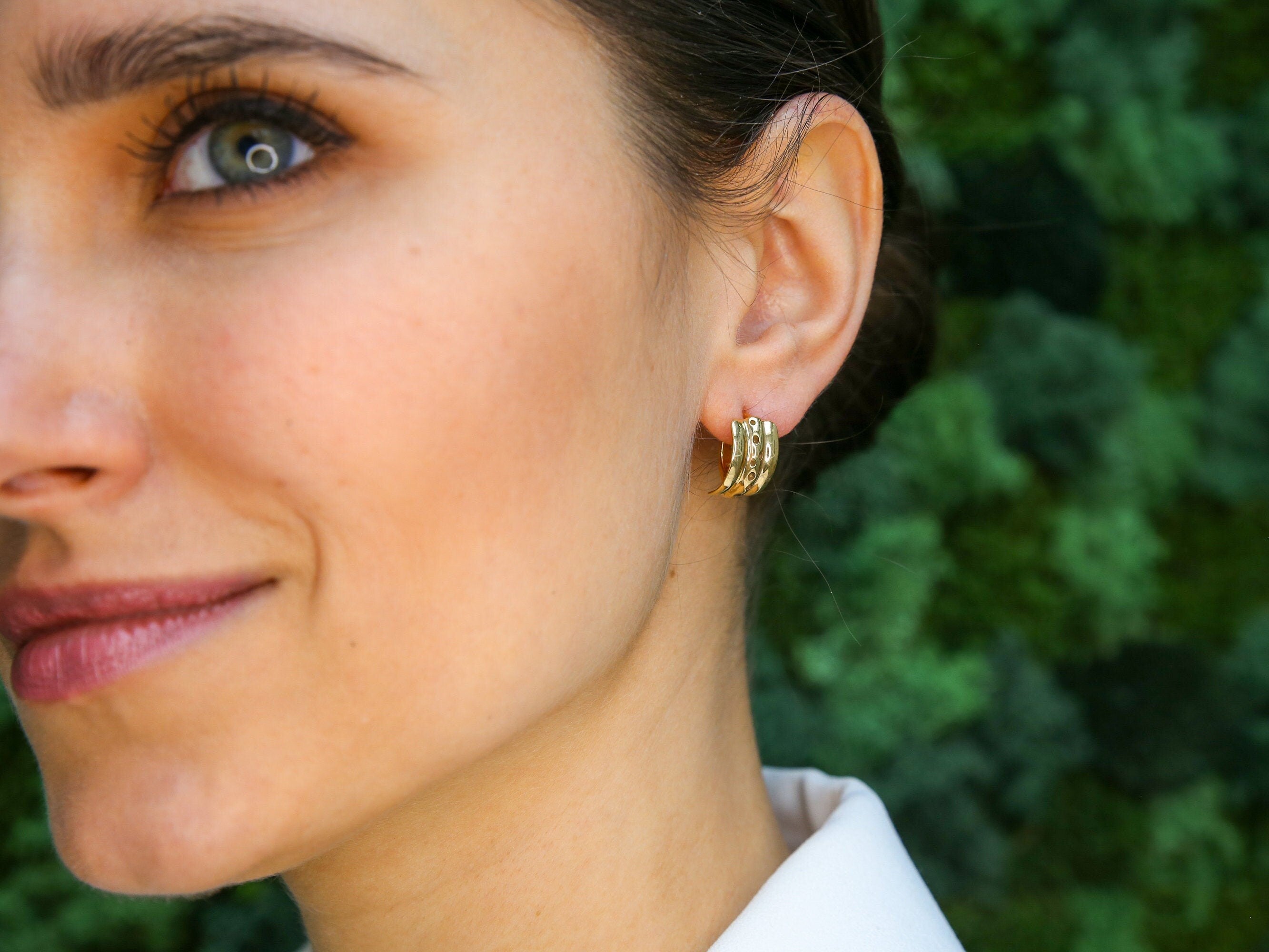 Gold Earrings, Minimalist Earrings, Half Huggies, Gold Hoop Studs, Gold Plated Earrings, Gold Vermeil Studs, Dainty Earrings, 18K Gold Hoops