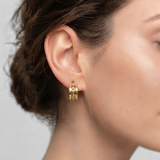 Thick Half Hoop Earrings - Artistic Gold Studs, Vintage Earrings