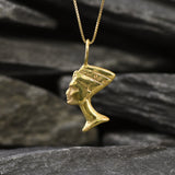 Gold Nefertiti Pendant, Egyptian Pendant, Antient Necklace, Gold Plated Pendant, Pharaoh Pendant, Egyptian Queen Necklace, Vermeil Pendant