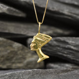 Gold Nefertiti Pendant, Egyptian Pendant, Antient Necklace, Gold Plated Pendant, Pharaoh Pendant, Egyptian Queen Necklace, Vermeil Pendant