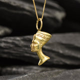 Gold Nefertiti Pendant, Egyptian Pendant, Antient Necklace, Gold Plated Pendant, Pharaoh Pendant, Egyptian Queen Necklace, Vermeil Pendant