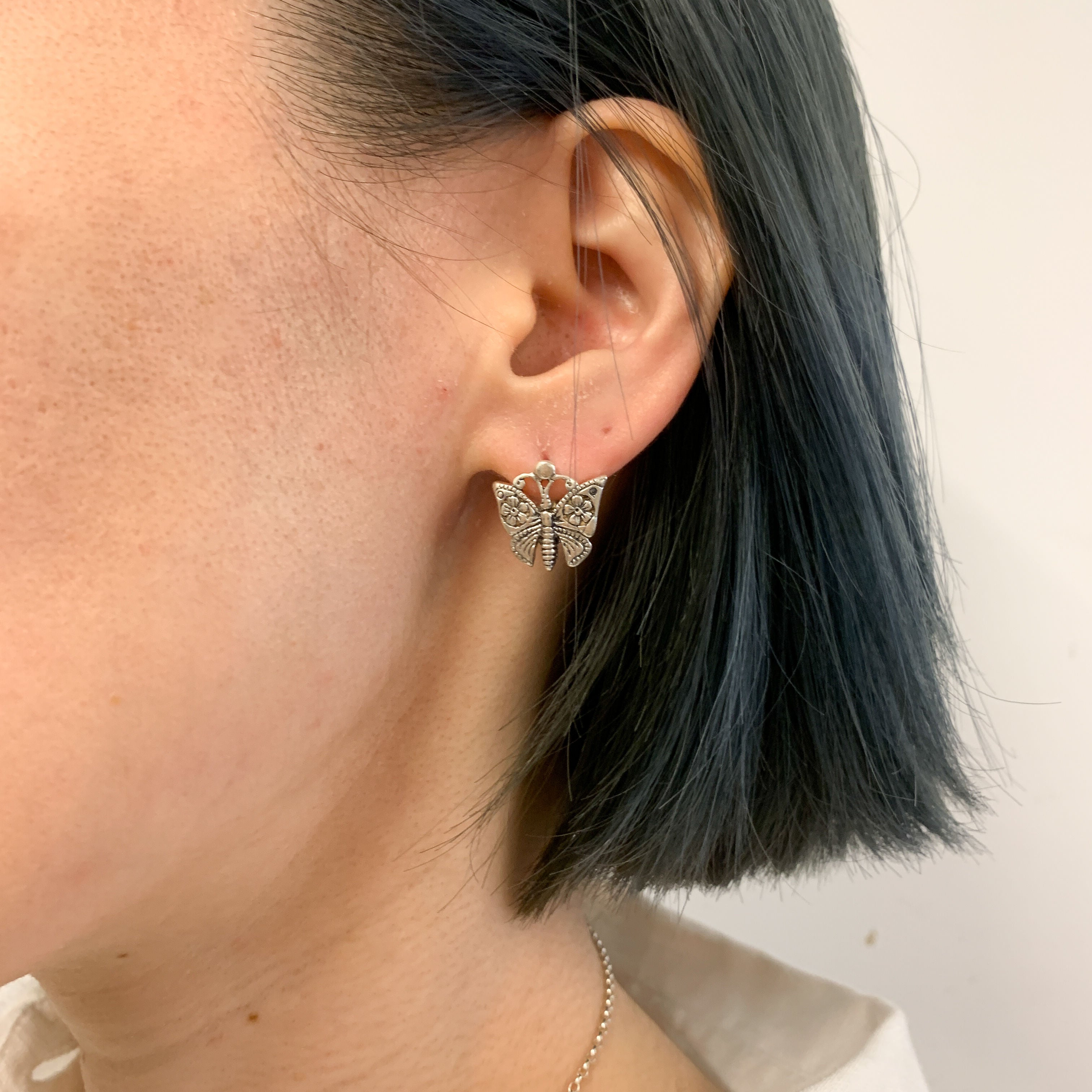 Butterfly Earrings, Butterfly Studs, Vintage Style, Large Silver Studs, Boho Earrings, Silver Animal Earrings, Sterling Silver Earrings
