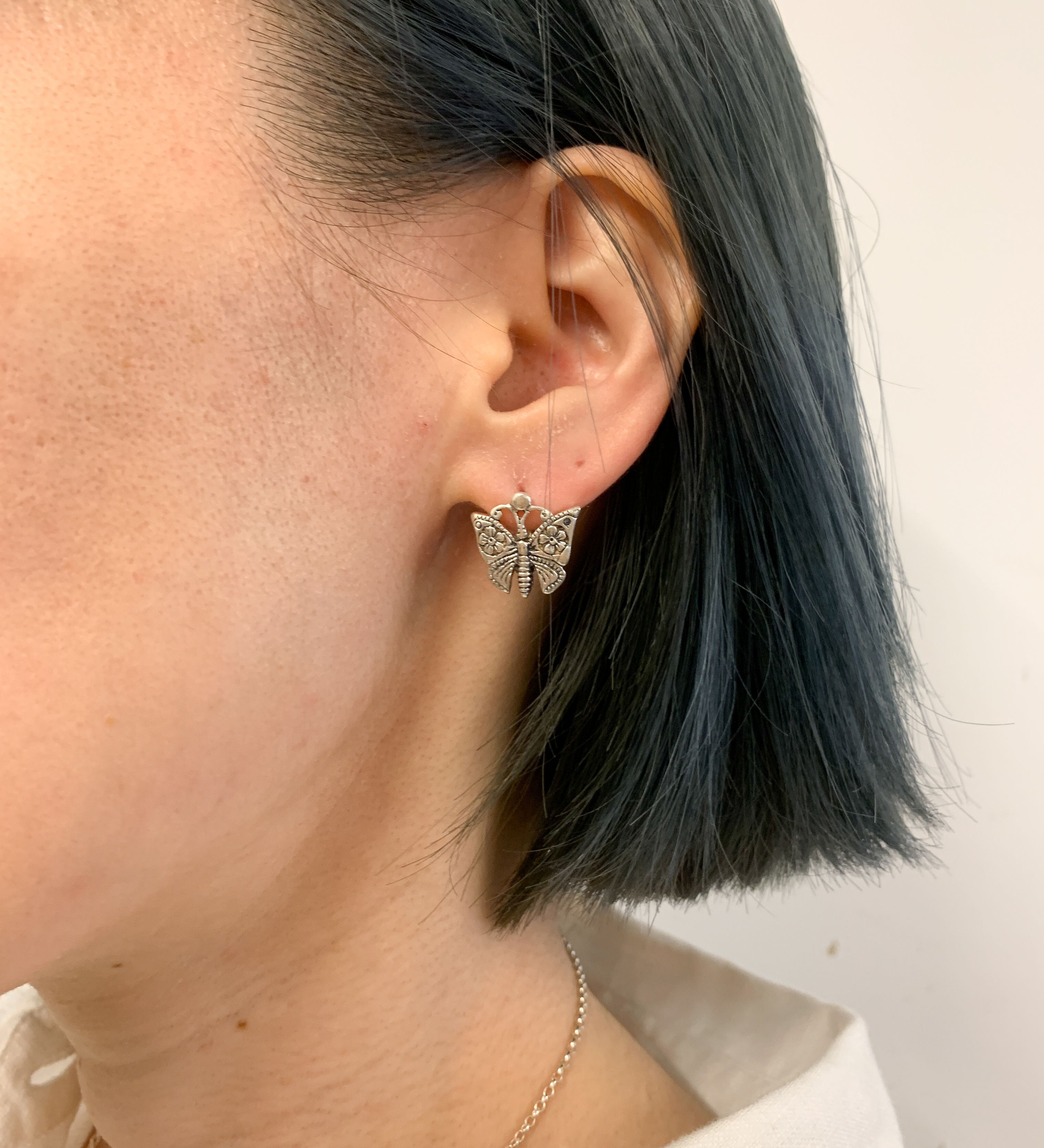Butterfly Earrings, Butterfly Studs, Vintage Style, Large Silver Studs, Boho Earrings, Silver Animal Earrings, Sterling Silver Earrings