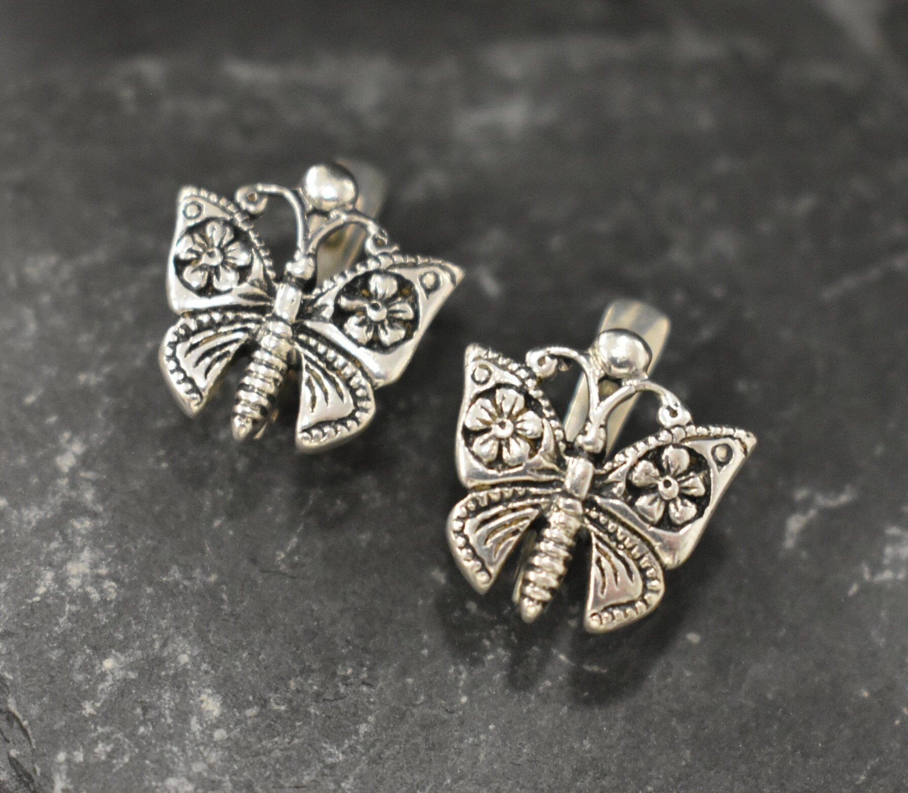 Butterfly Earrings, Butterfly Studs, Vintage Style, Large Silver Studs, Boho Earrings, Silver Animal Earrings, Sterling Silver Earrings