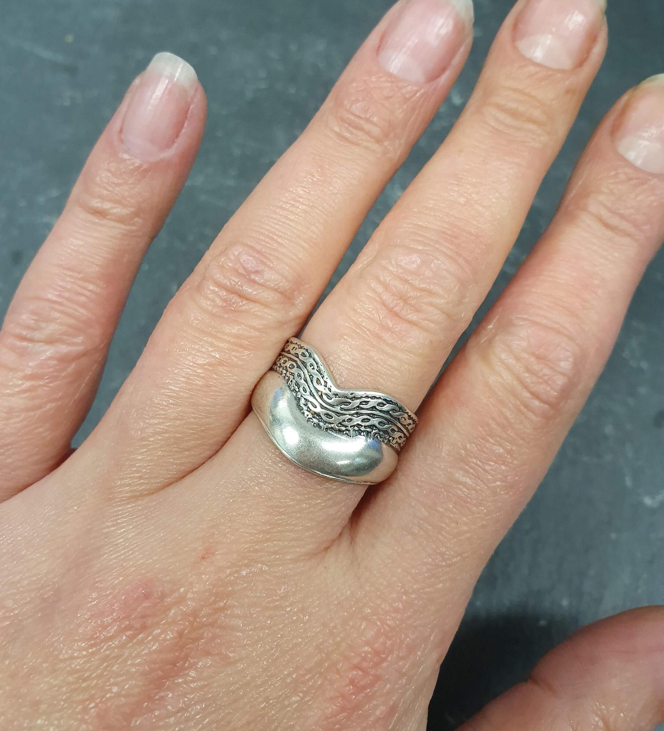 Silver Cuff Ring, Double Band, Solid Silver Ring, Wide Silver Band, Wave Ring, Wide Wavy Band, Boho Ring, Bohemian Band, 925 Sterling Silver