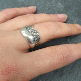 Silver Cuff Ring, Double Band, Solid Silver Ring, Wide Silver Band, Wave Ring, Wide Wavy Band, Boho Ring, Bohemian Band, 925 Sterling Silver