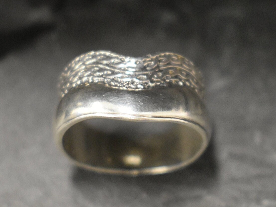 Silver Cuff Ring, Double Band, Solid Silver Ring, Wide Silver Band, Wave Ring, Wide Wavy Band, Boho Ring, Bohemian Band, 925 Sterling Silver