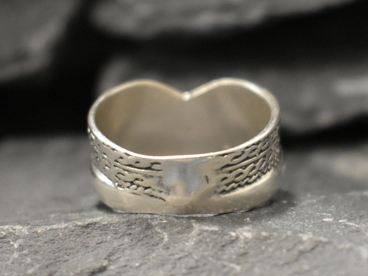 Silver Cuff Ring, Double Band, Solid Silver Ring, Wide Silver Band, Wave Ring, Wide Wavy Band, Boho Ring, Bohemian Band, 925 Sterling Silver