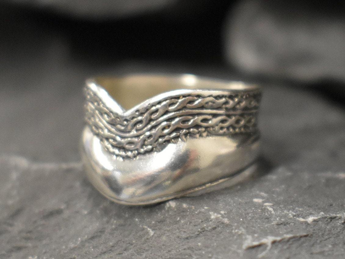 Silver Cuff Ring, Double Band, Solid Silver Ring, Wide Silver Band, Wave Ring, Wide Wavy Band, Boho Ring, Bohemian Band, 925 Sterling Silver