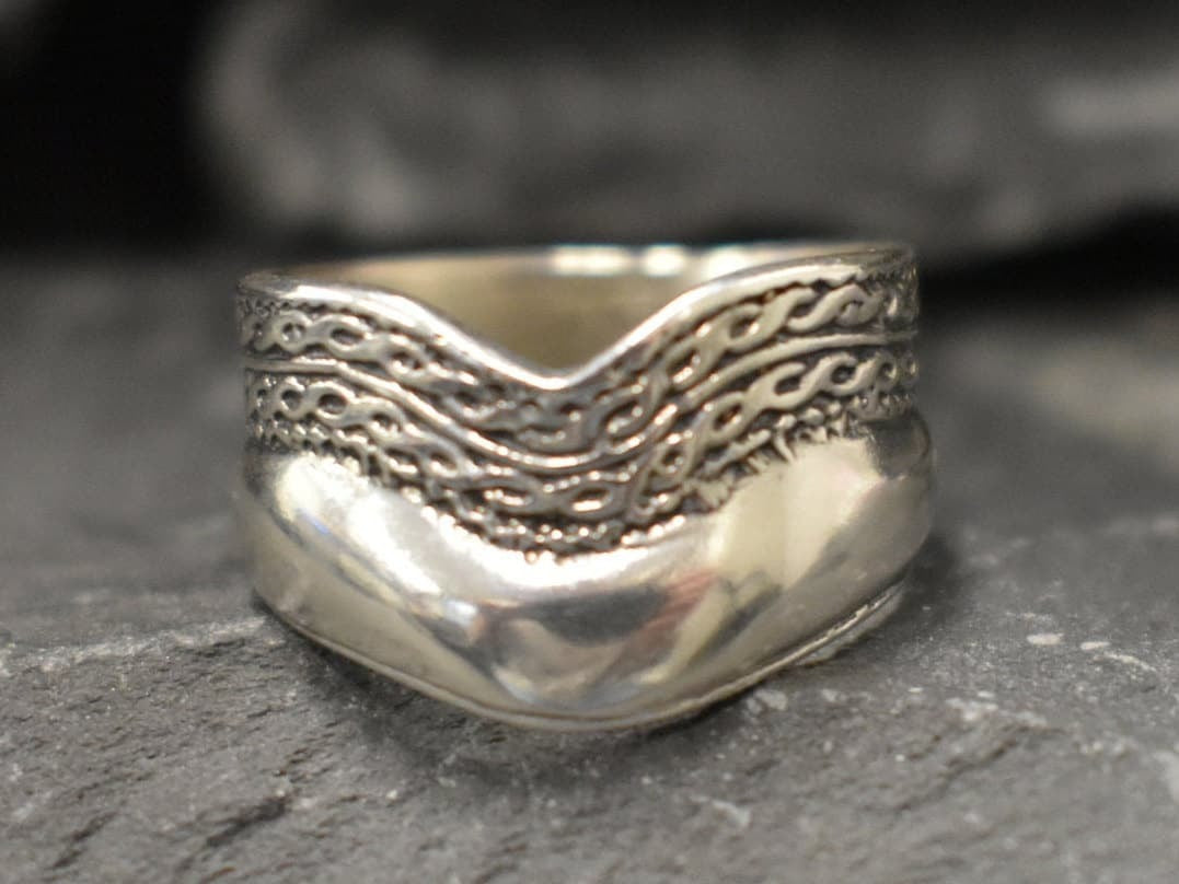 Silver Cuff Ring, Double Band, Solid Silver Ring, Wide Silver Band, Wave Ring, Wide Wavy Band, Boho Ring, Bohemian Band, 925 Sterling Silver