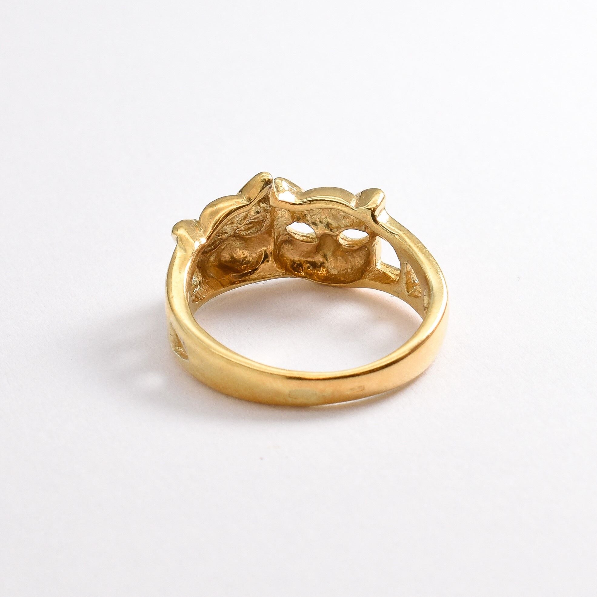 Gold Cat Ring, Cat Face Ring, Two Cats Ring, Cat Band, Kitty Ring, Cat Mask Ring, Kitten Ring, Animal Ring, Gold Plated Ring, Gold Vermeil
