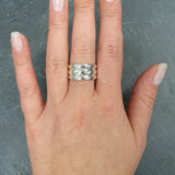 Triple Band Ring - Silver Ribbed Ring - Thick Unisex Ring