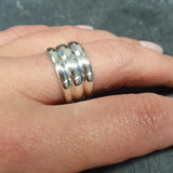 Triple Band Ring - Silver Ribbed Ring - Thick Unisex Ring