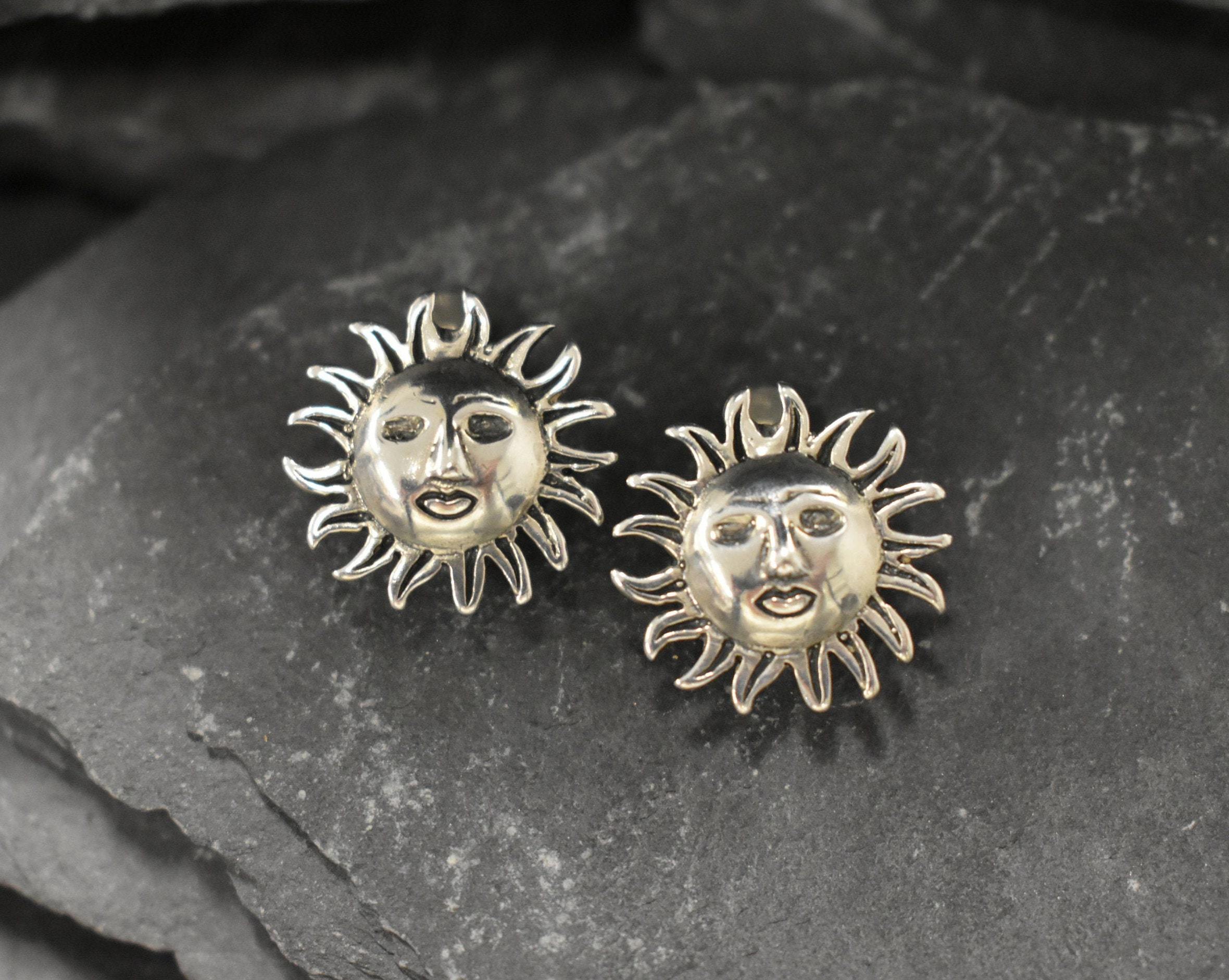 Silver Sun Earrings, Large Studs, Stud Earrings, Sunny Earrings, Sun Studs, Solid Silver Earrings, Boho Earrings, Sterling Silver Earrings