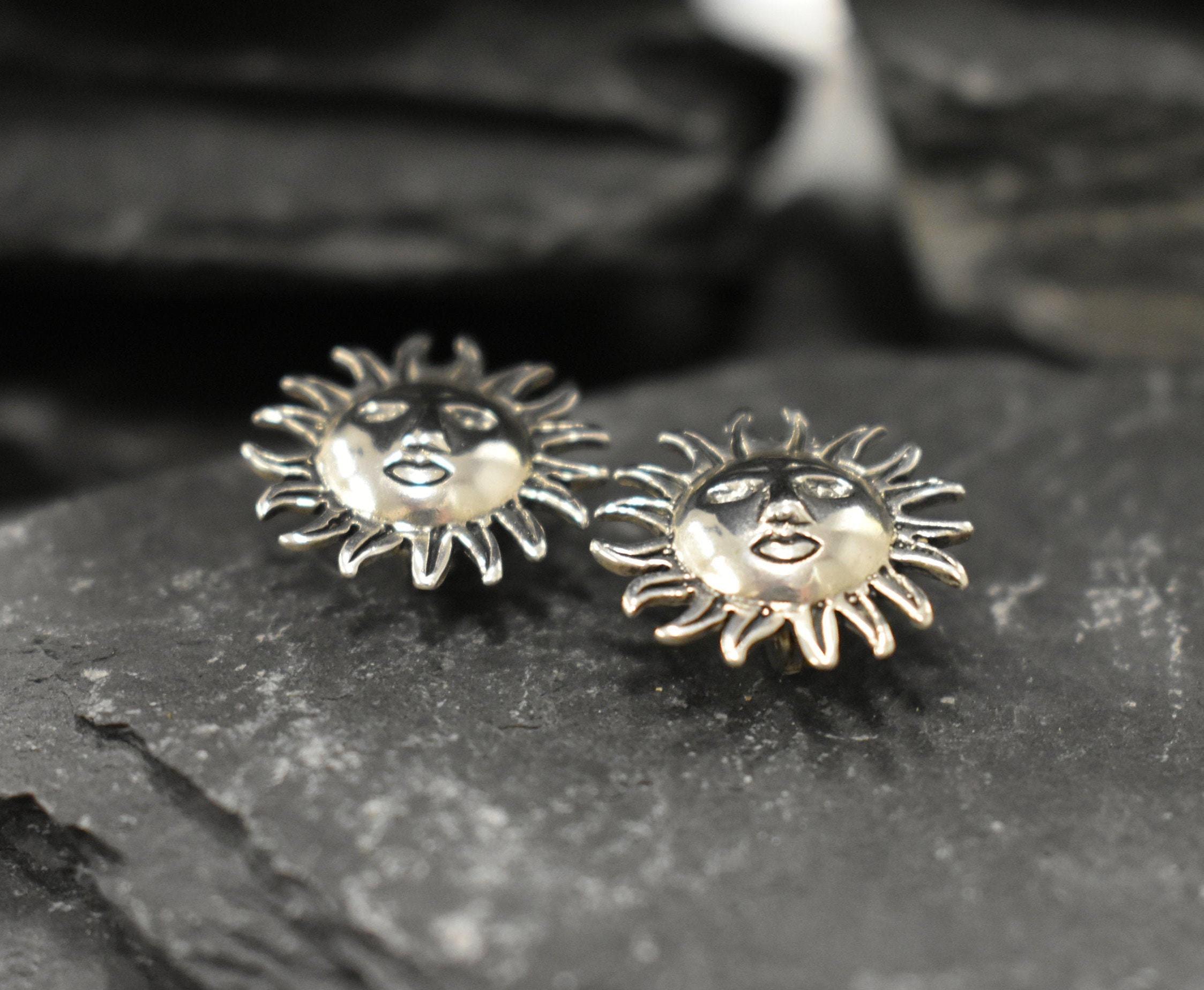 Silver Sun Earrings, Large Studs, Stud Earrings, Sunny Earrings, Sun Studs, Solid Silver Earrings, Boho Earrings, Sterling Silver Earrings