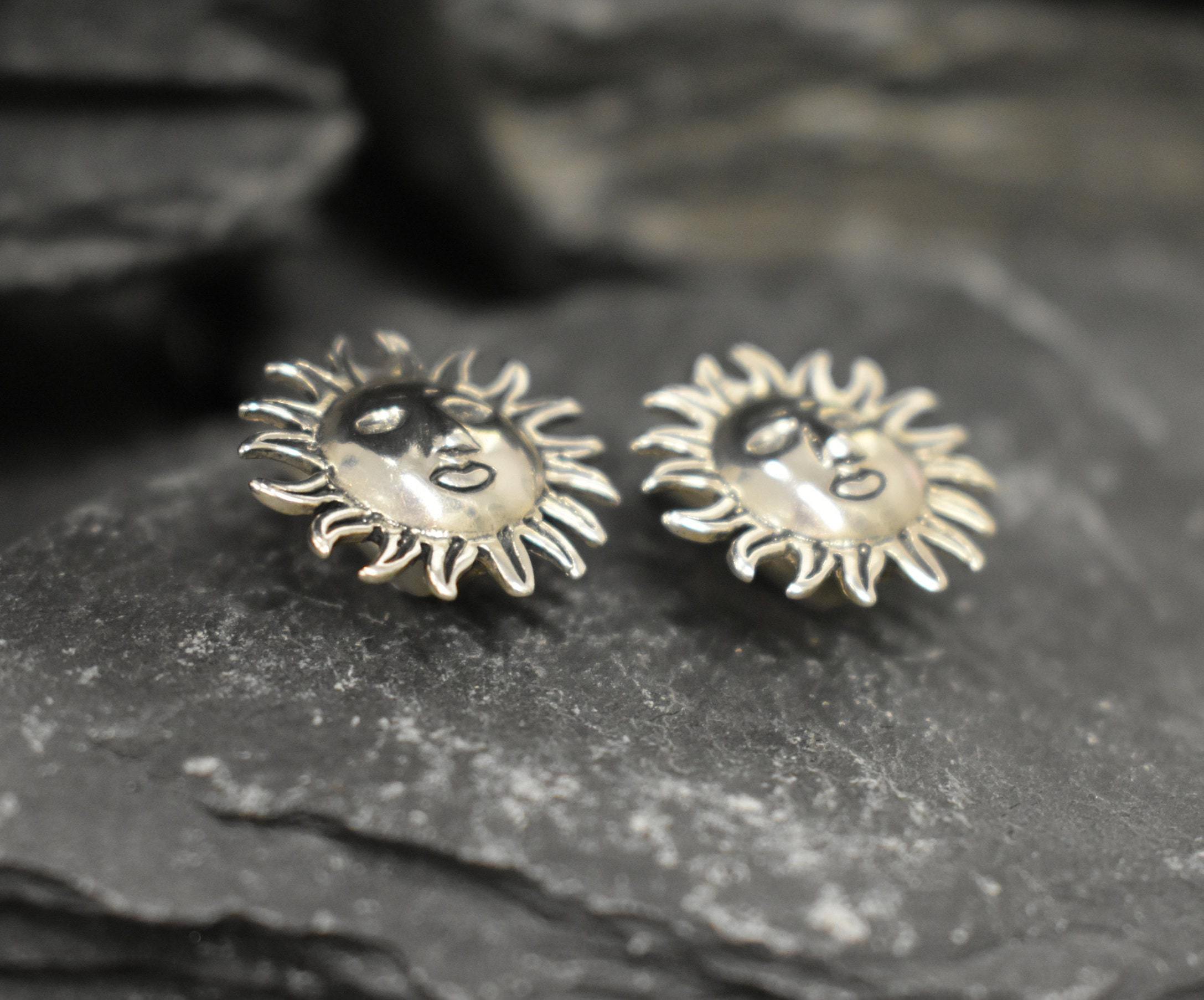 Silver Sun Earrings, Large Studs, Stud Earrings, Sunny Earrings, Sun Studs, Solid Silver Earrings, Boho Earrings, Sterling Silver Earrings