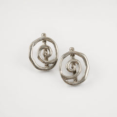 Silver Swirl Studs - Infinity Earrings - Silver Spiral Earrings