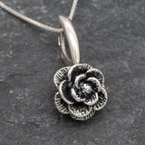 Gold Flower Necklace - Vintage Gold Necklace, Gold Rose Pendant