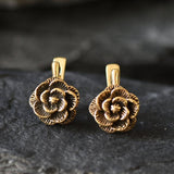 Gold Rose Earrings, Gold Flower Earrings, Gold Spring Earrings, Rose Earrings, Gold Floral Earrings, Artisan Earrings, Gold Vintage Earrings