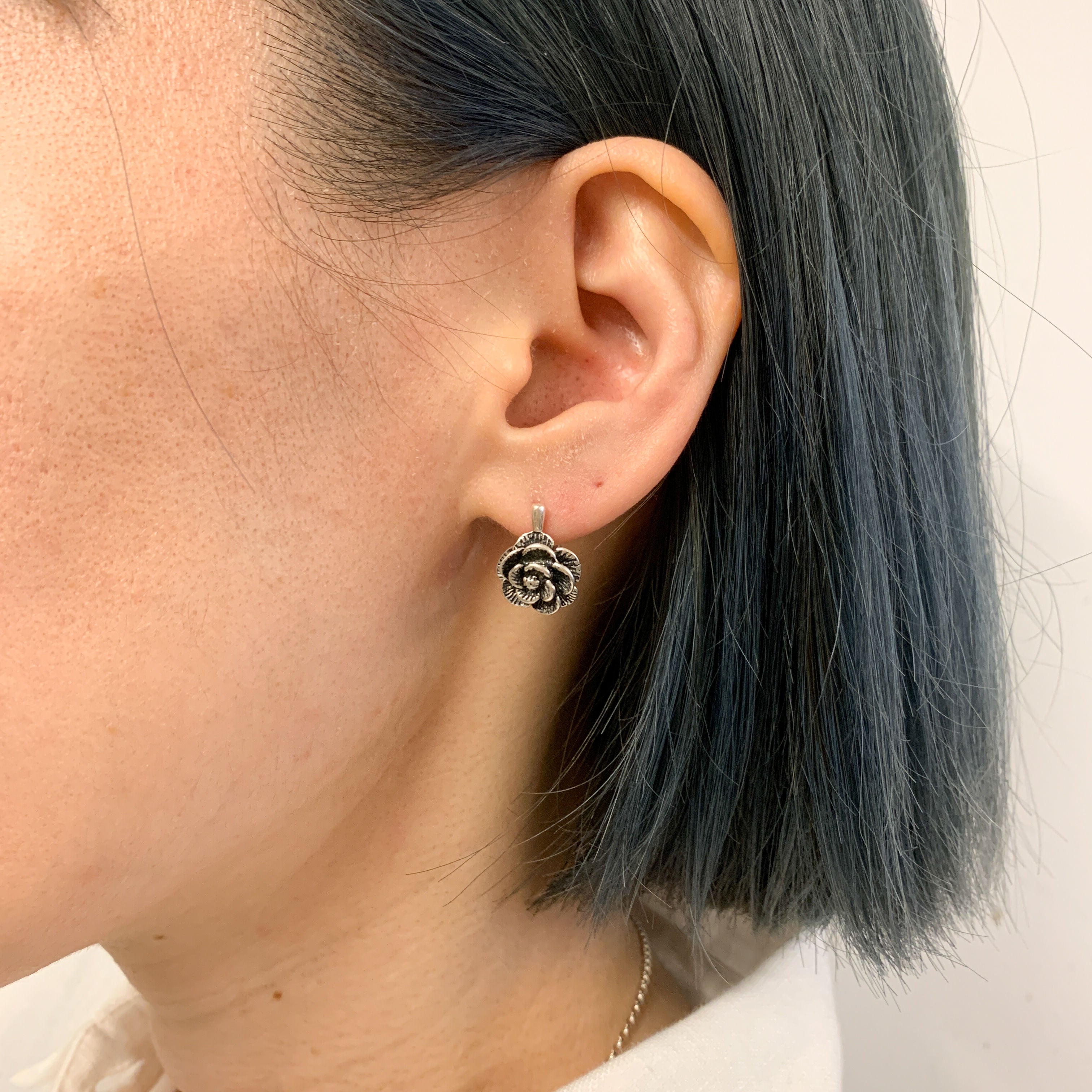 Gold Rose Earrings, Gold Flower Earrings, Gold Spring Earrings, Rose Earrings, Gold Floral Earrings, Artisan Earrings, Gold Vintage Earrings(3)